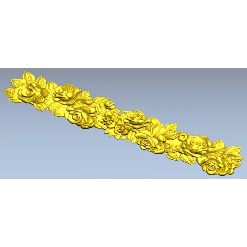 Detailed Floral Garland CNC STL Model for Wood Carving