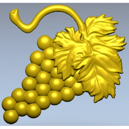 Detailed Grapes and Leaves STL Model for CNC Milling