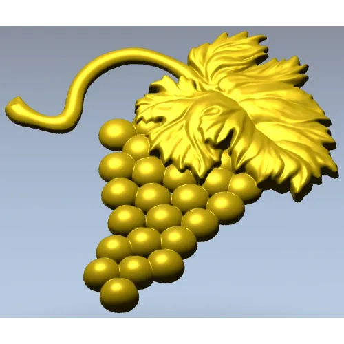 Detailed Grapes and Leaves STL Model for CNC Milling