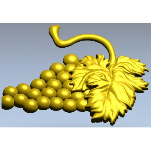 Detailed Grapes and Leaves STL Model for CNC Milling