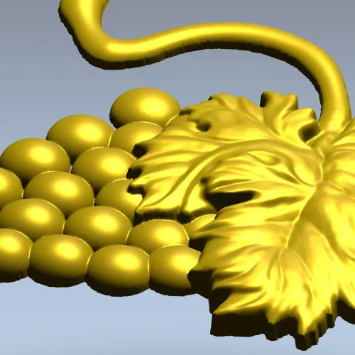 Detailed Grapes and Leaves STL Model for CNC Milling