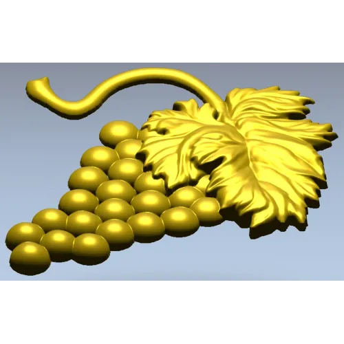 Detailed Grapes and Leaves STL Model for CNC Milling