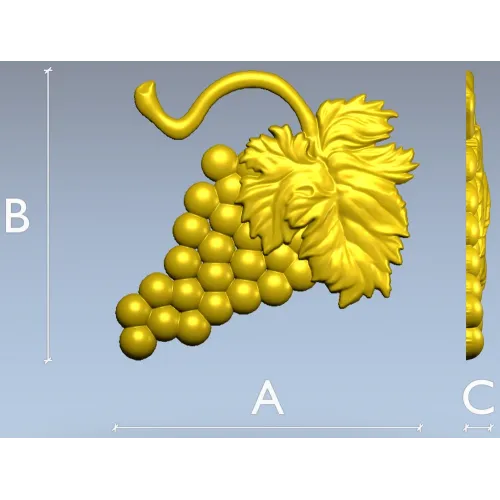 Detailed Grapes and Leaves STL Model for CNC Milling