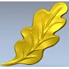 Декоративная STL 3D модель - дубовый лист в низком рельефе