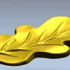Декоративная STL 3D модель - дубовый лист в низком рельефе