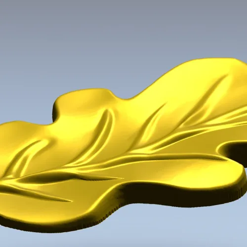 Декоративная STL 3D модель - дубовый лист в низком рельефе