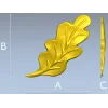 Декоративная STL 3D модель - дубовый лист в низком рельефе
