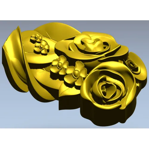 Rose Blossom Cluster STL Model for CNC Milling