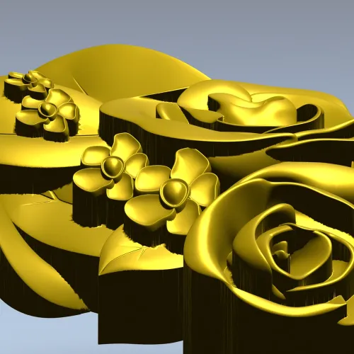 Rose Blossom Cluster STL Model for CNC Milling