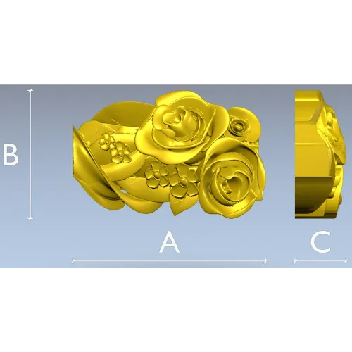 Rose Blossom Cluster STL Model for CNC Milling