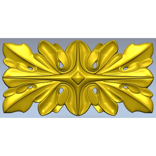Ornamental Floral Decorative Panel STL Model for CNC Milling