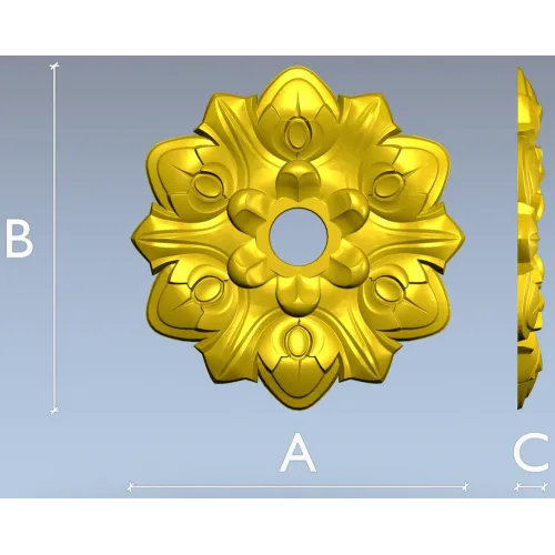 Floral Medallion STL Model for CNC Milling