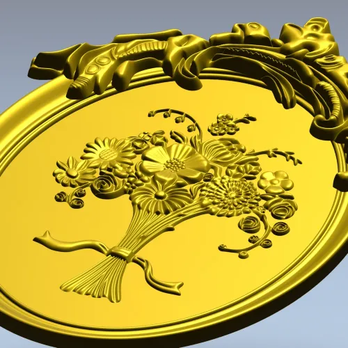 Floral Elegance Medallion 3D STL Model for CNC