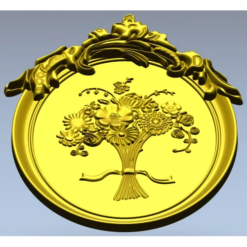 Floral Elegance Medallion 3D STL Model for CNC