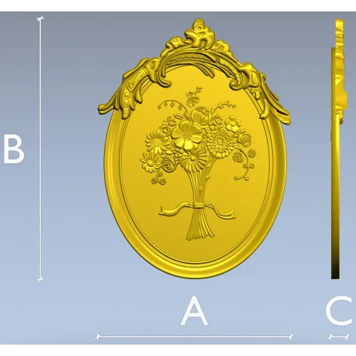 Floral Elegance Medallion 3D STL Model for CNC
