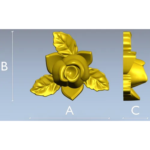 Floral Rose Ornament 3D Model for CNC Milling in STL Format