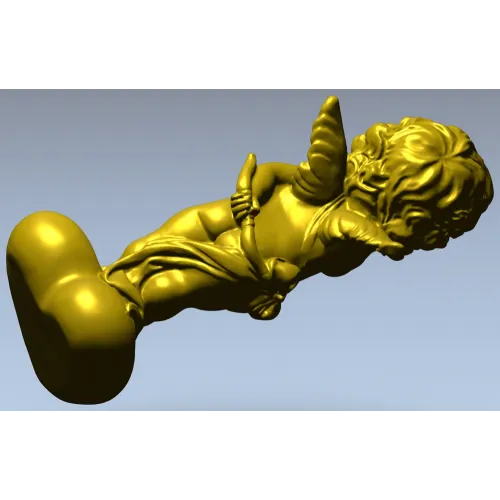 Reclining Cupid on Heart - high-relief STL 3D model for CNC