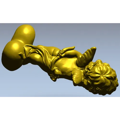 Reclining Cupid on Heart - high-relief STL 3D model for CNC
