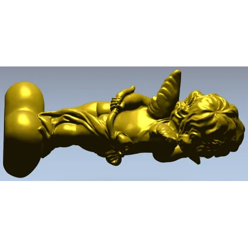 Reclining Cupid on Heart - high-relief STL 3D model for CNC