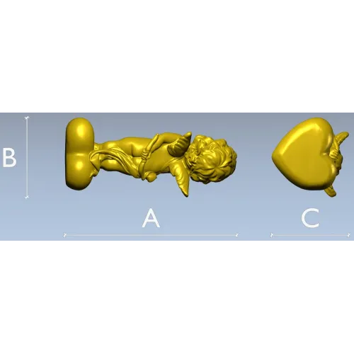 Reclining Cupid on Heart - high-relief STL 3D model for CNC