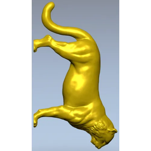 Leaping big cat 3D model STL for CNC