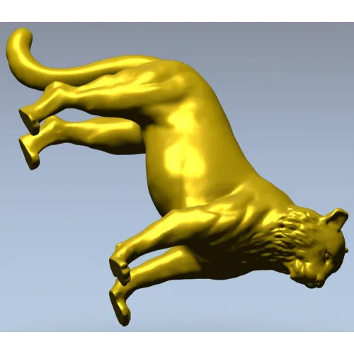 Leaping big cat 3D model STL for CNC