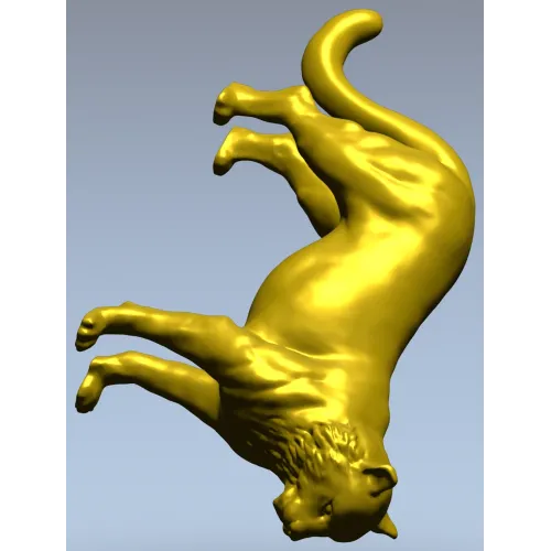 Leaping big cat 3D model STL for CNC