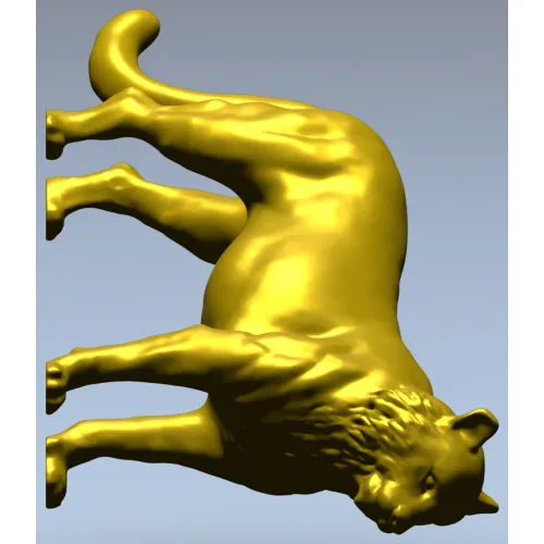 Leaping big cat 3D model STL for CNC