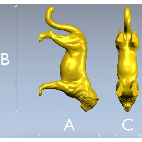 Leaping big cat 3D model STL for CNC