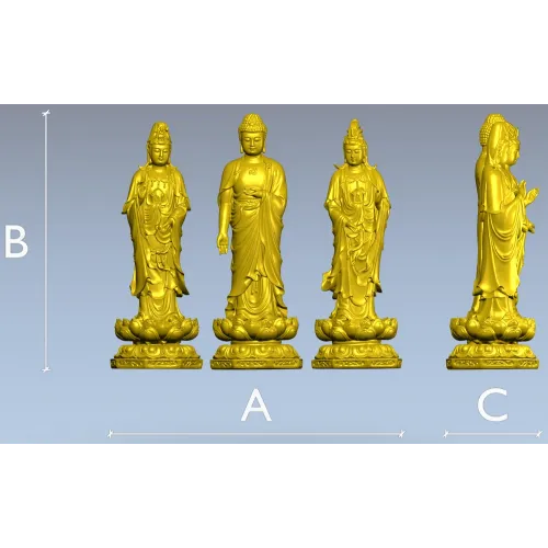 Buddha and Bodhisattva Lotus Statues STL