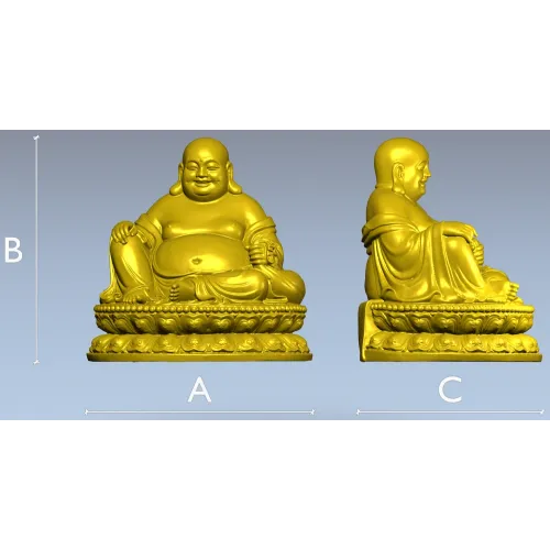 Радостный Будда на лотосе - 3D модель STL для ЧПУ