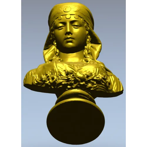 Бюст девушки в платке - 3D модель STL для ЧПУ
