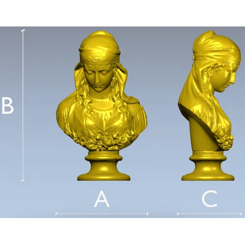 Бюст девушки в платке - 3D модель STL для ЧПУ