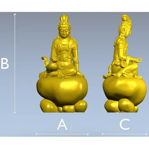 Гуаньинь на жемчужном облаке - 3D модель STL для ЧПУ