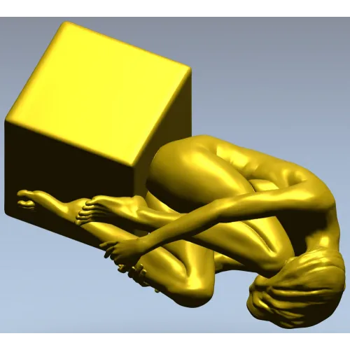 3D модель девушки у опоры - STL для ЧПУ