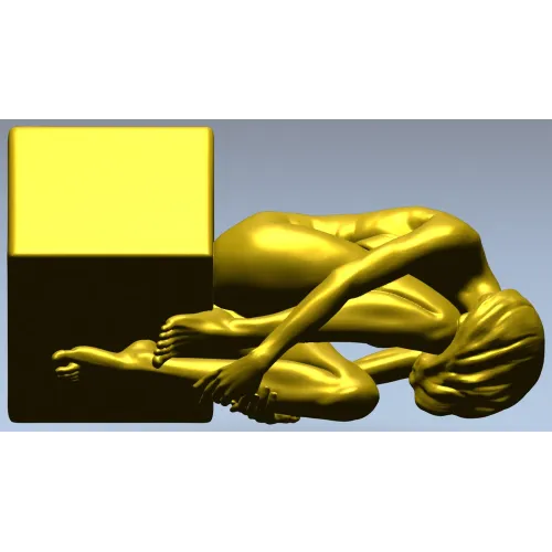 3D модель девушки у опоры - STL для ЧПУ