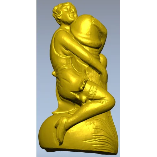 Elegant Female Figure Embracing Pillar - 3D STL Model for CNC Milling