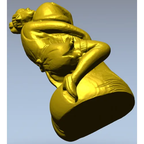 Elegant Female Figure Embracing Pillar - 3D STL Model for CNC Milling