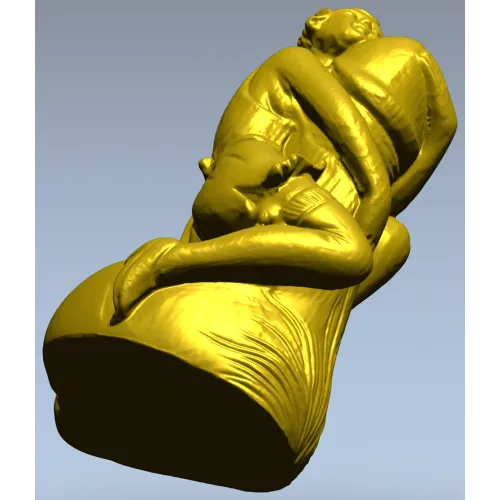 Elegant Female Figure Embracing Pillar - 3D STL Model for CNC Milling