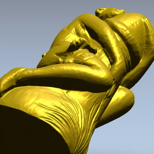 Elegant Female Figure Embracing Pillar - 3D STL Model for CNC Milling