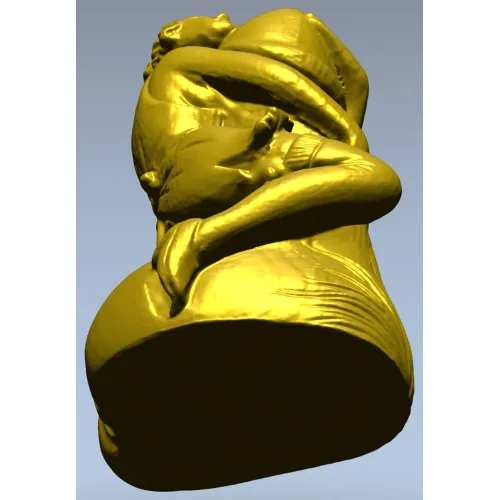 Elegant Female Figure Embracing Pillar - 3D STL Model for CNC Milling