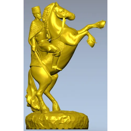 Dynamic Equestrian Warrior 3D Model for CNC