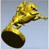 Dynamic Equestrian Warrior 3D Model for CNC