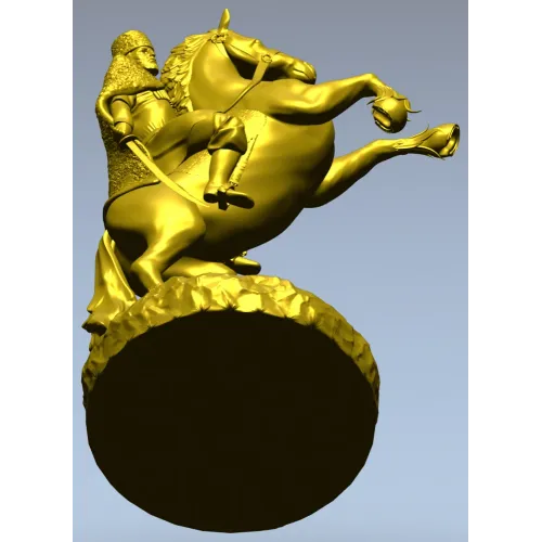 Dynamic Equestrian Warrior 3D Model for CNC