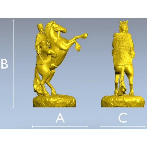 Dynamic Equestrian Warrior 3D Model for CNC