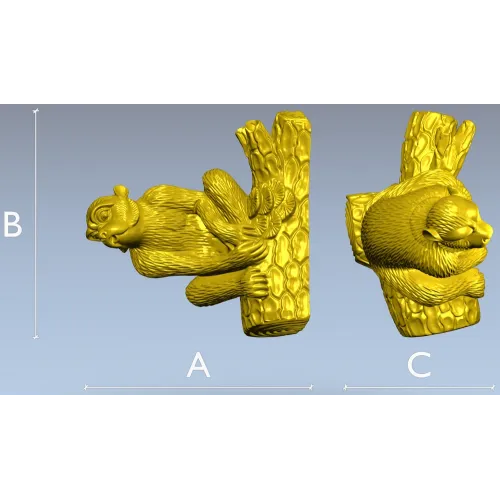 Squirrel on Tree Branch 3D Model STL for CNC Milling