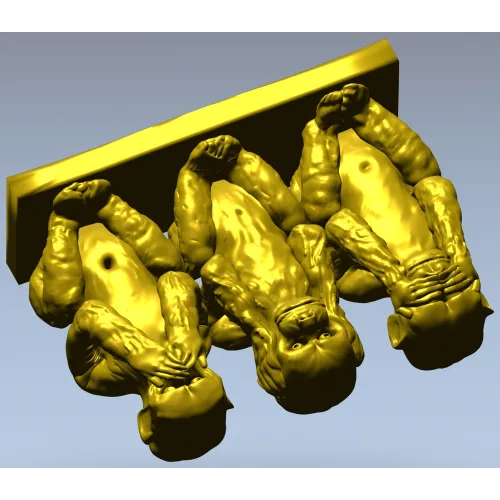 Трио обезьян - 3D модель STL для ЧПУ фрезера
