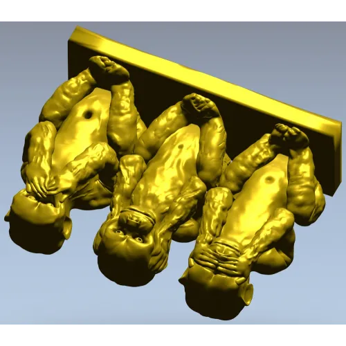 Трио обезьян - 3D модель STL для ЧПУ фрезера