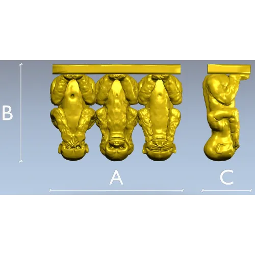 Трио обезьян - 3D модель STL для ЧПУ фрезера