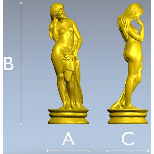 Detailed 3D Model of Nude Woman Sculpture for CNC Milling in STL Format